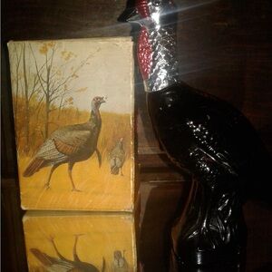 Avon Turkey Wall Art and Figurine Set - Black, Red, Silver